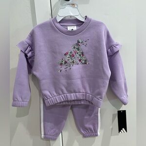 NWT Adidas Lilac Toddler Sweatshirt with Floral Logo Size 2T